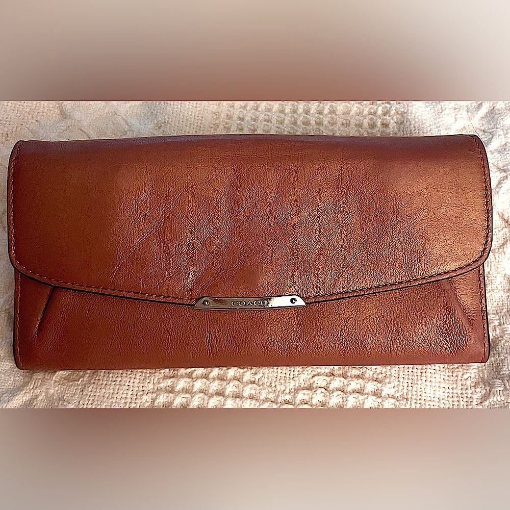 Coach Madison Wallet, Rose Gold 12 Credit Cards Slots Coin Zip, excellent